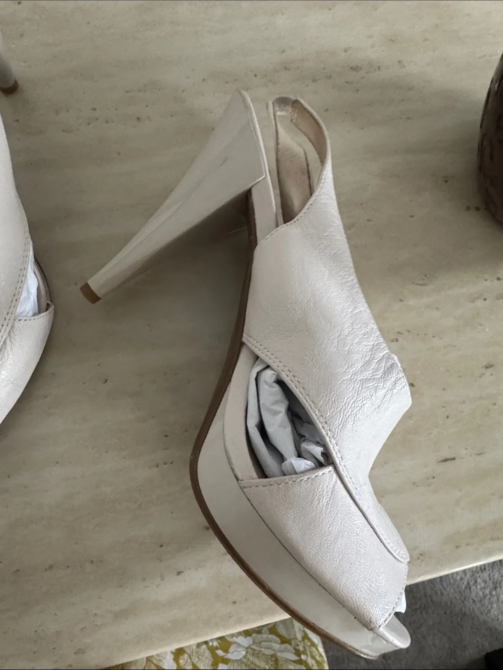 MICHAEL Michael Kors Cream Slingback Peep-Toe Wedge Sandals